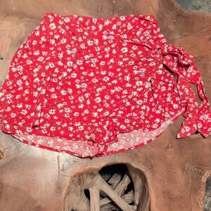 Floral Red Women's Skort